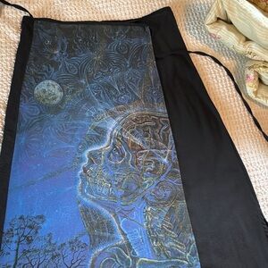 Alex Grey Wrap Skirt Zena Gazing At The Moon Mystical Blue and Black Skirt